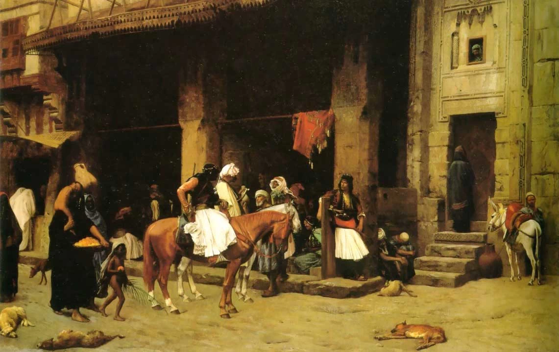 Uno scenario di strada, pattuglia albanese al Cairo